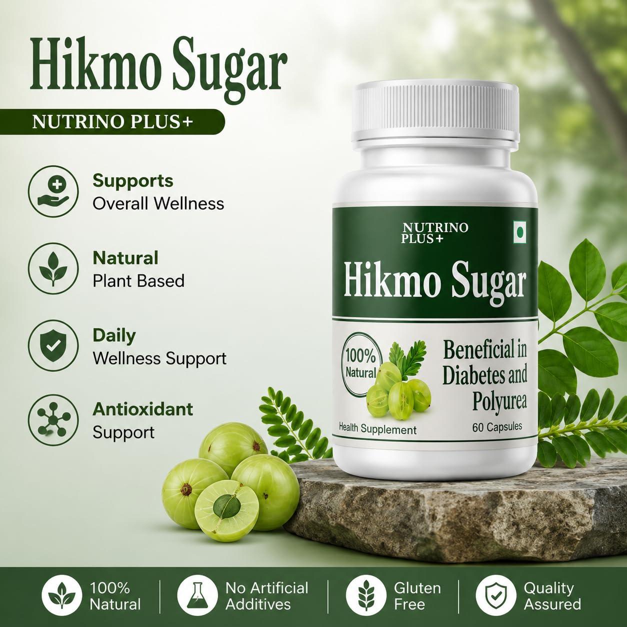 Hikmo Sugar Capsules | Amla-Based Blood Sugar & Metabolism Support (100% Natural)